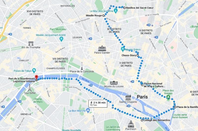 Mapa día 3 en París